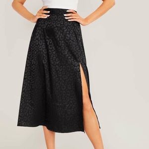Black Leopard Jacquard Skirt